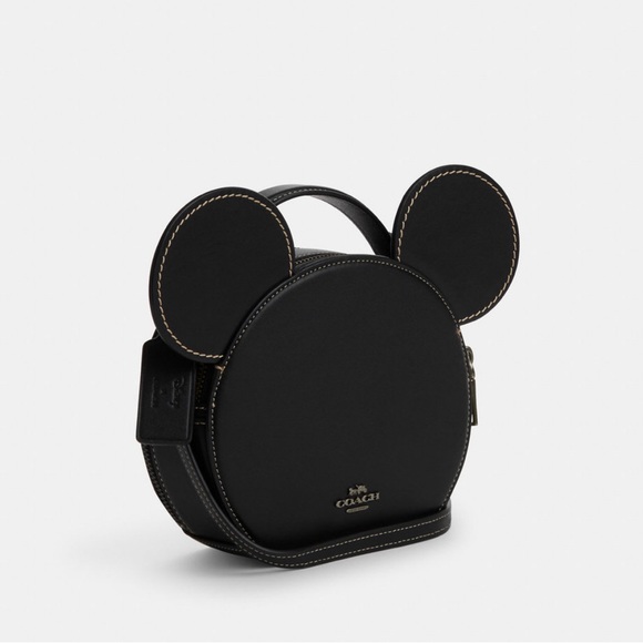 NWT Coach CM840 Disney X Coach Mickey Mouse Ear Bag Smooth Leather Black Multi - Picture 3 of 6